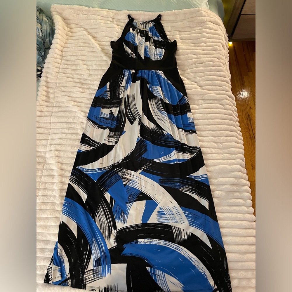 Black and blue abstract maxi dress, lightly worn. Selling as it no longer fits